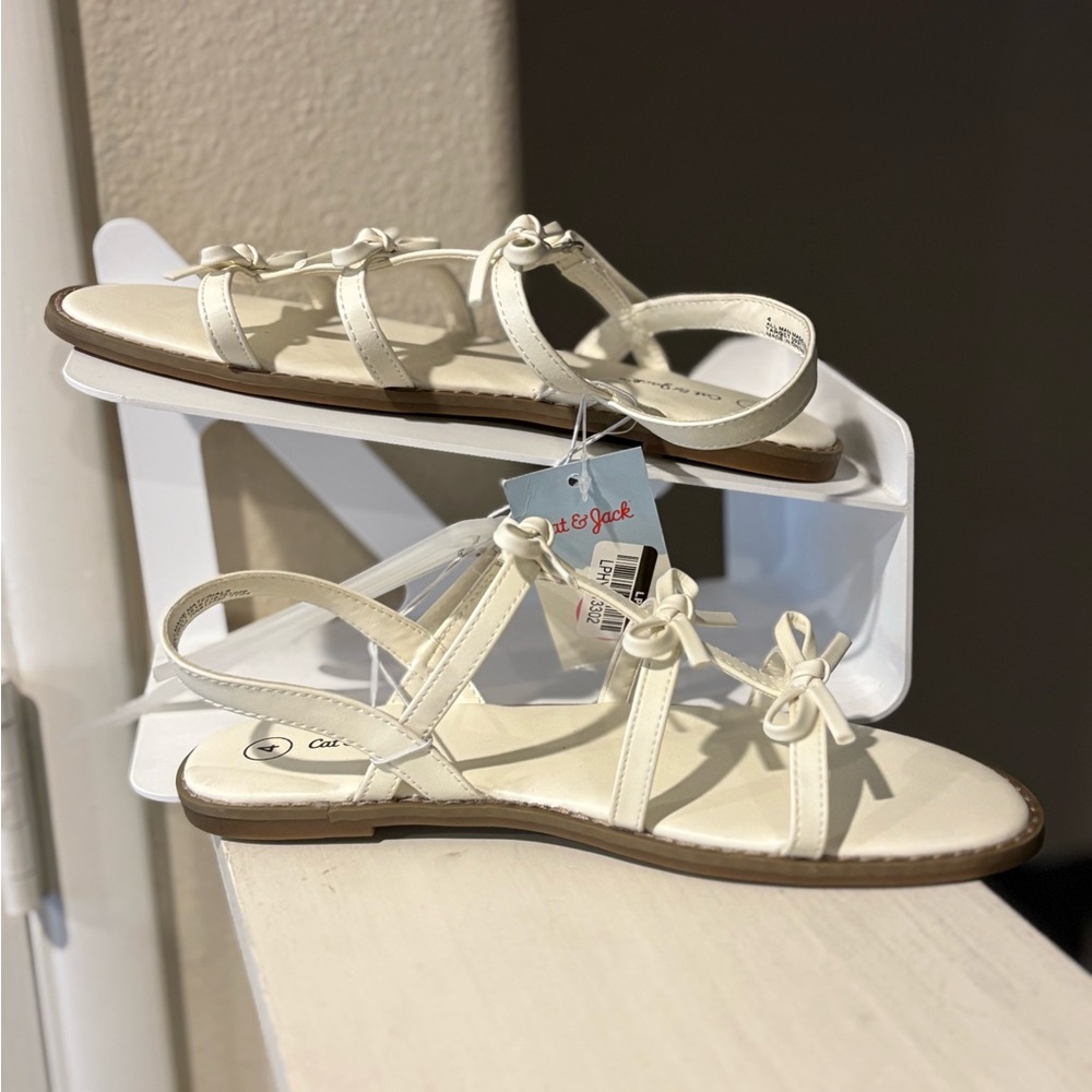 Kids' Aria Bow Sandals Cream - Cat & Jack - Girl Multiple Youth Sizes - Picture 2 of 6